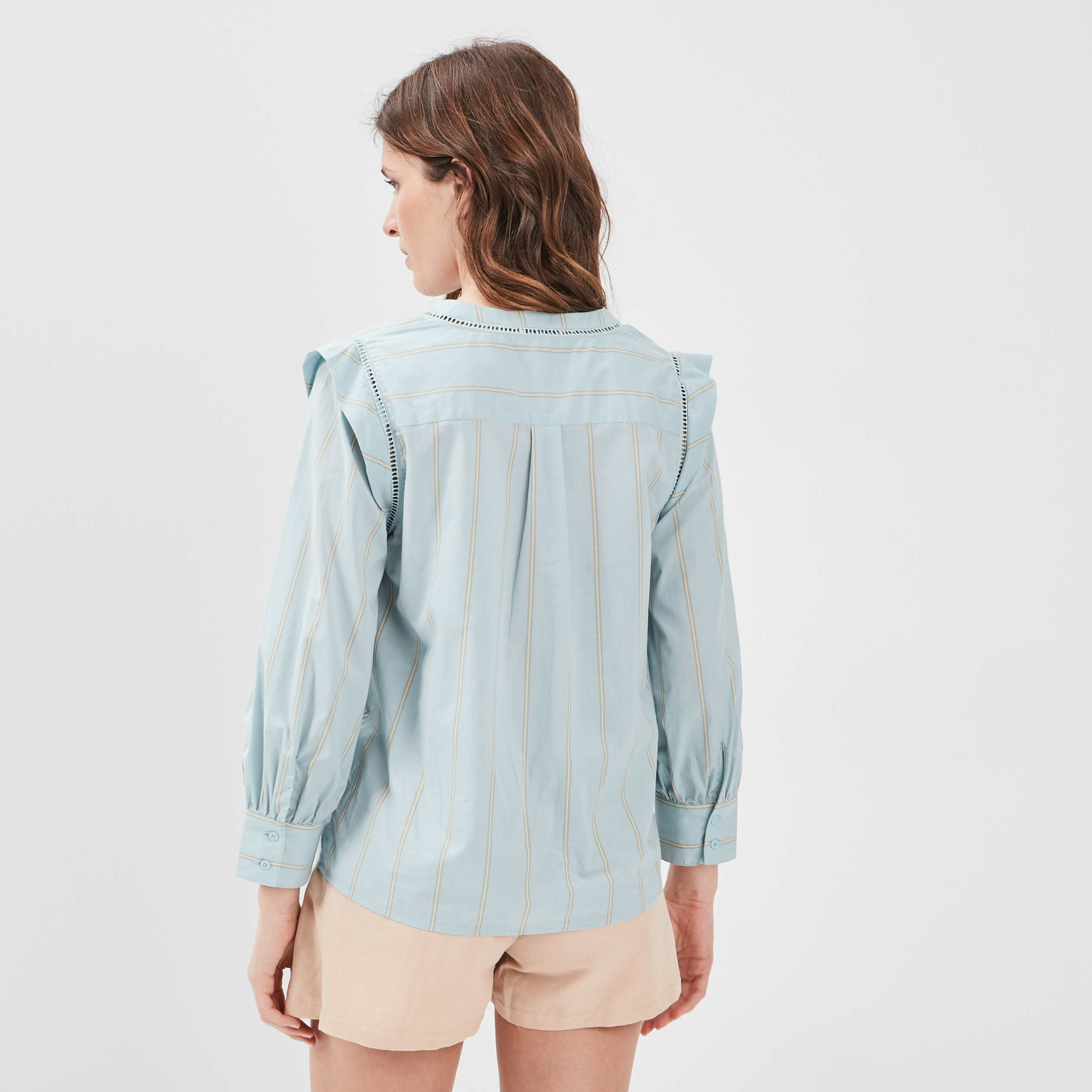 Blouse manches longues Creeks bleu turquoise femme | La Halle