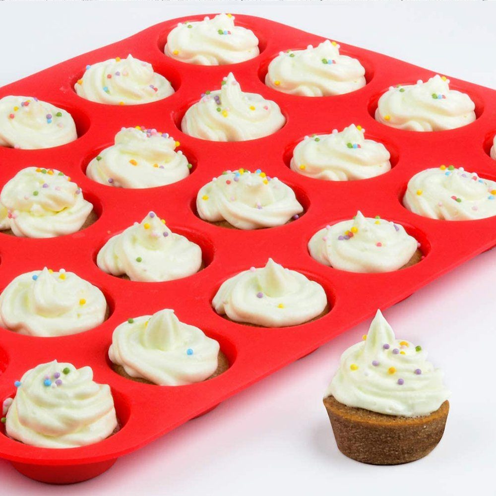 Fokelyi Muffinform Mini-Silikon-Cupcake-Form-Set, Mini-Muffinform für 24 Tassen