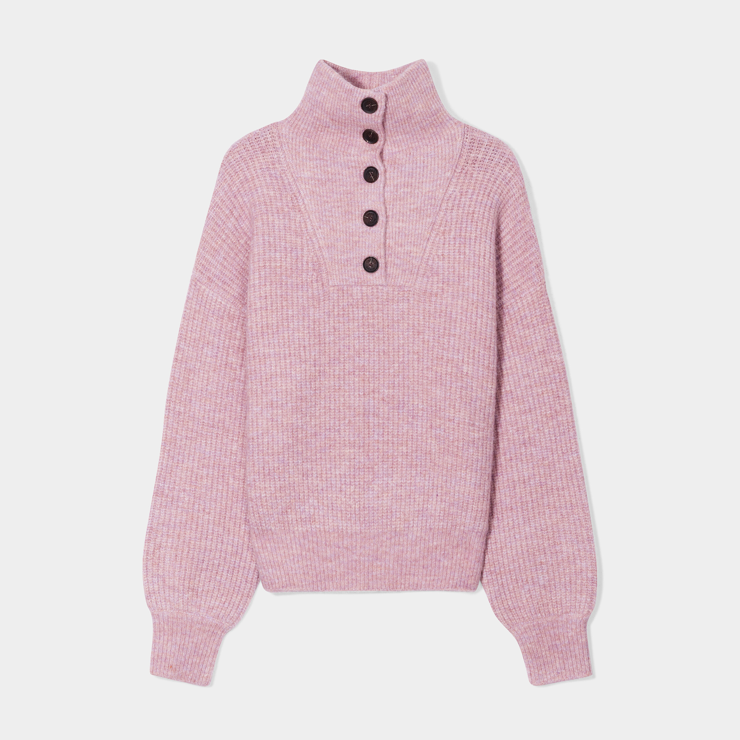 Pull col camionneur boutonné rose clair femme | La Halle
