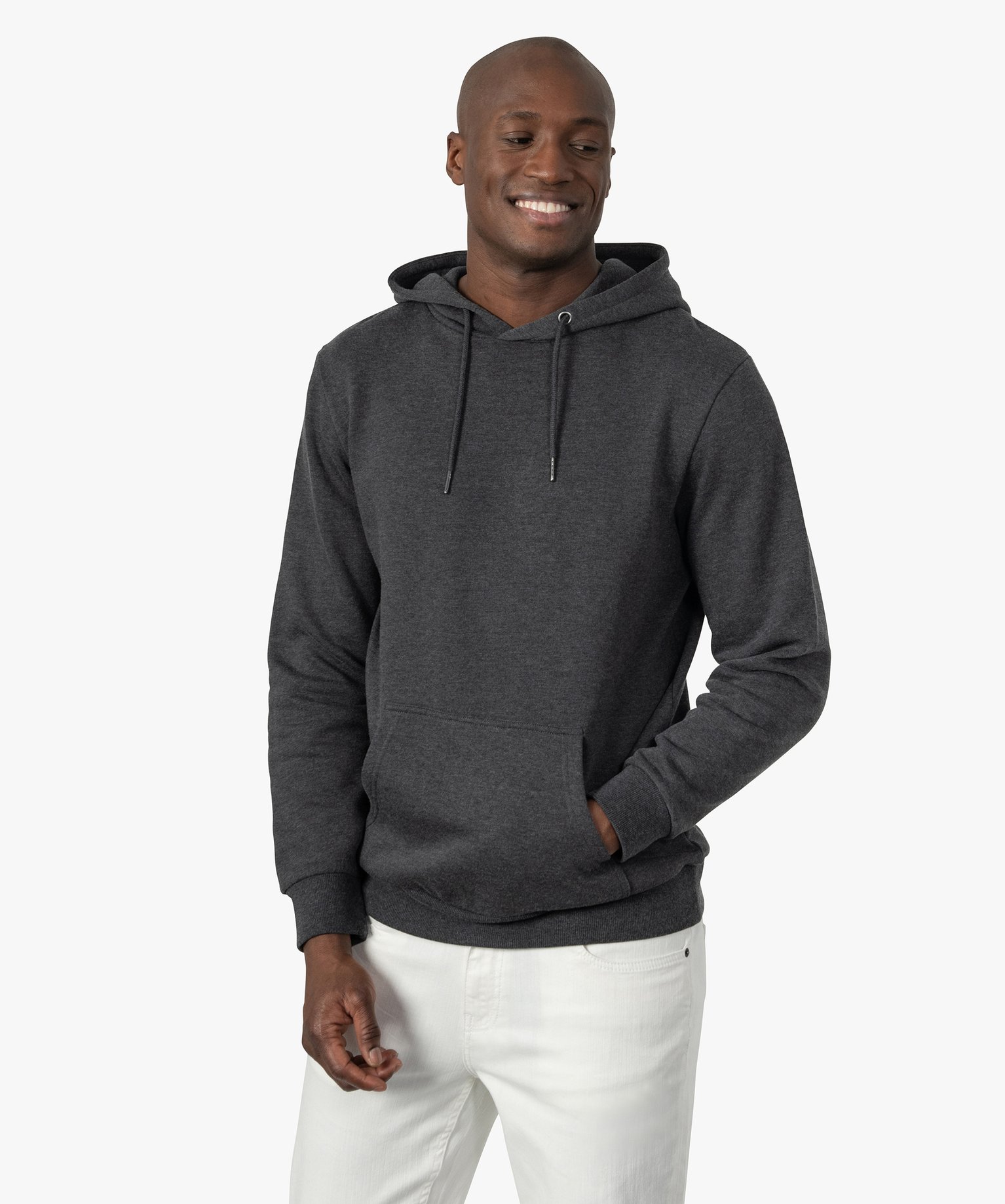 Sweat homme à capuche intérieur molletonné gris | GEMO