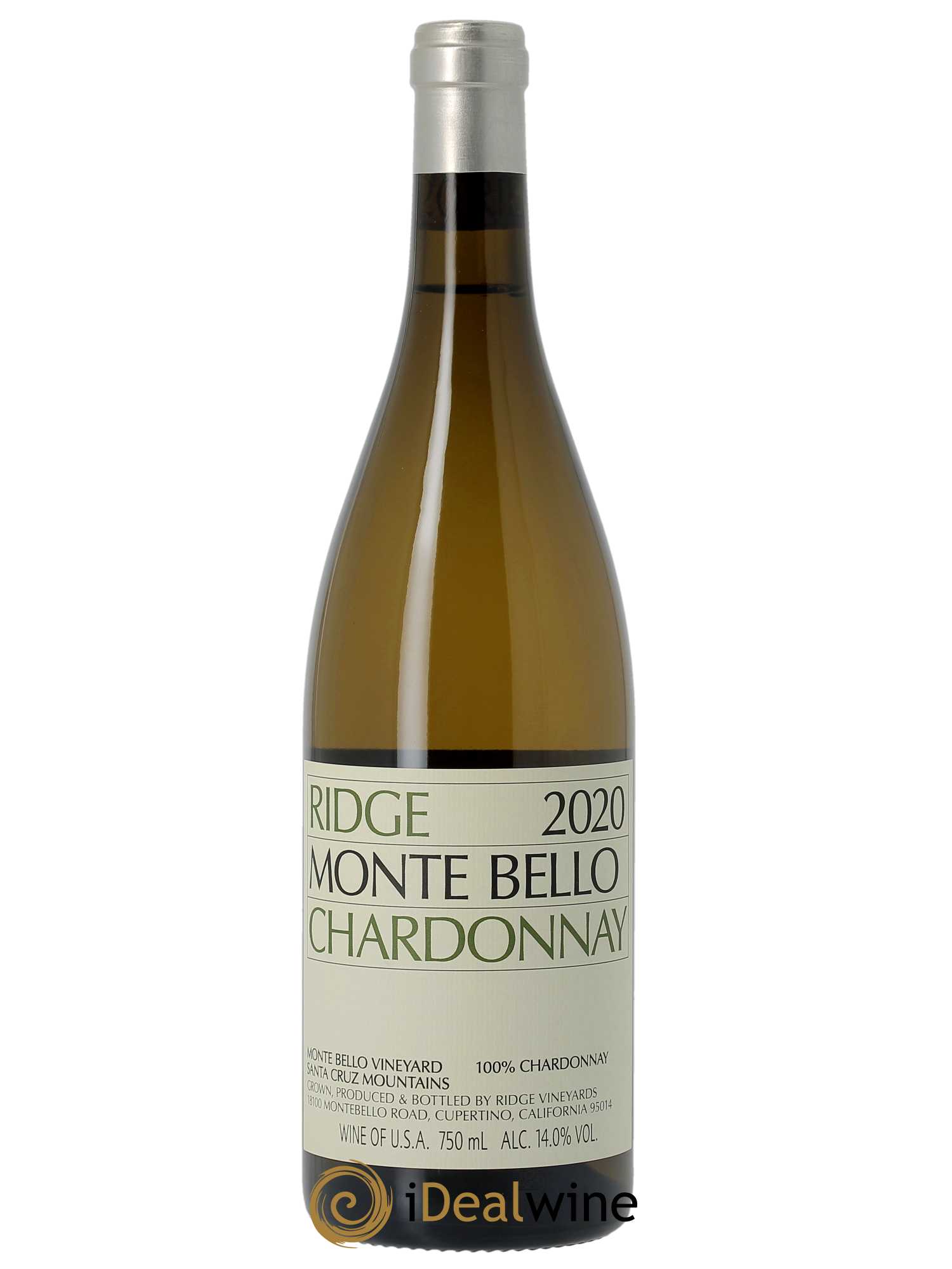 Santa Cruz Mountains Monte bello Ridge Vineyards  2020 - Lot de 1 Bouteille