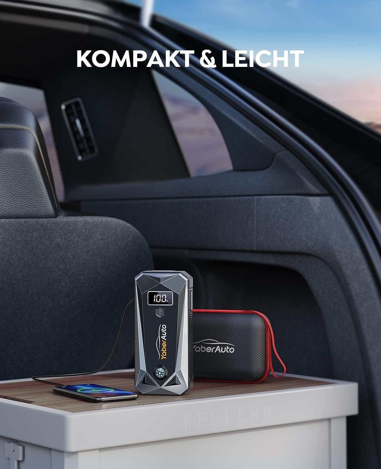 Yaber Starthilfegerät, Starthilfe Powerbank 3000A Spitzenstrom 21800mAh