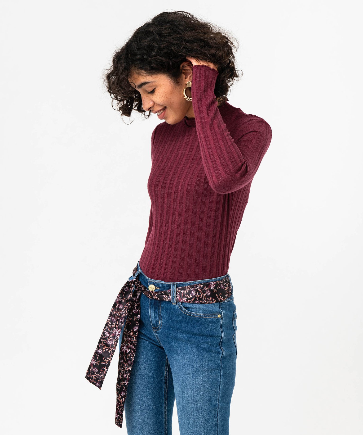 Tee-shirt à manches longues et col montant femme - LuluCast... bordeaux | GEMO
