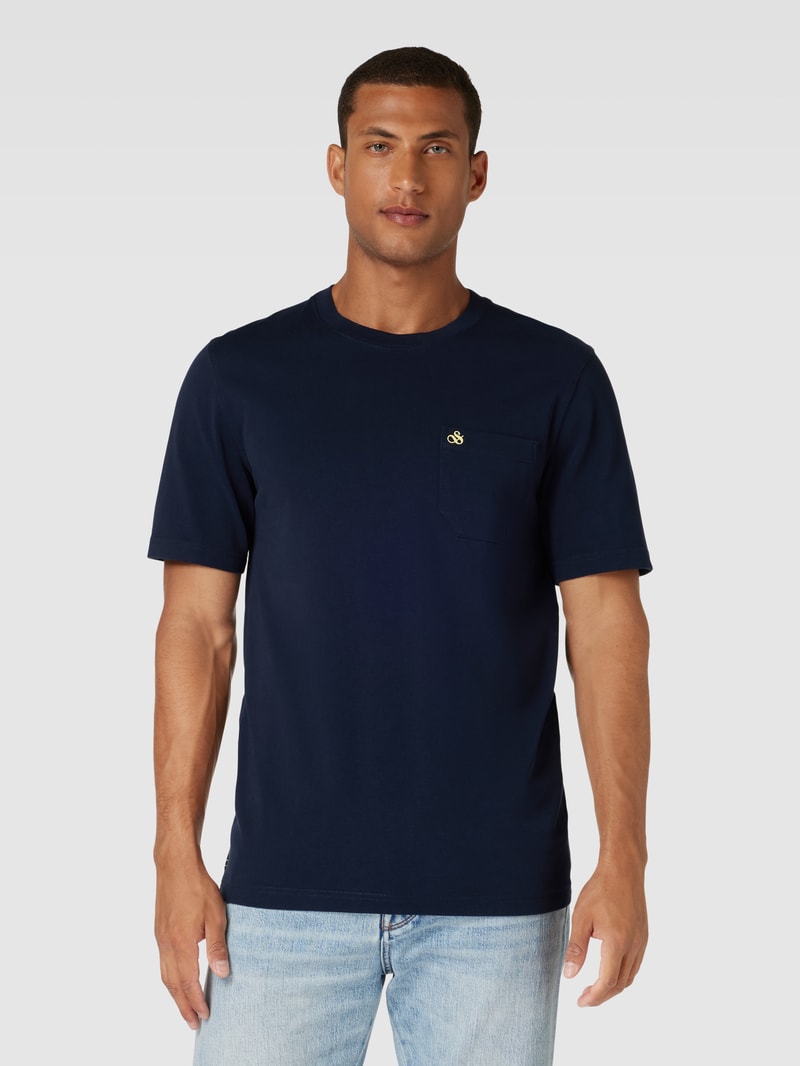 T-Shirt mit Brusttasche in marineblau