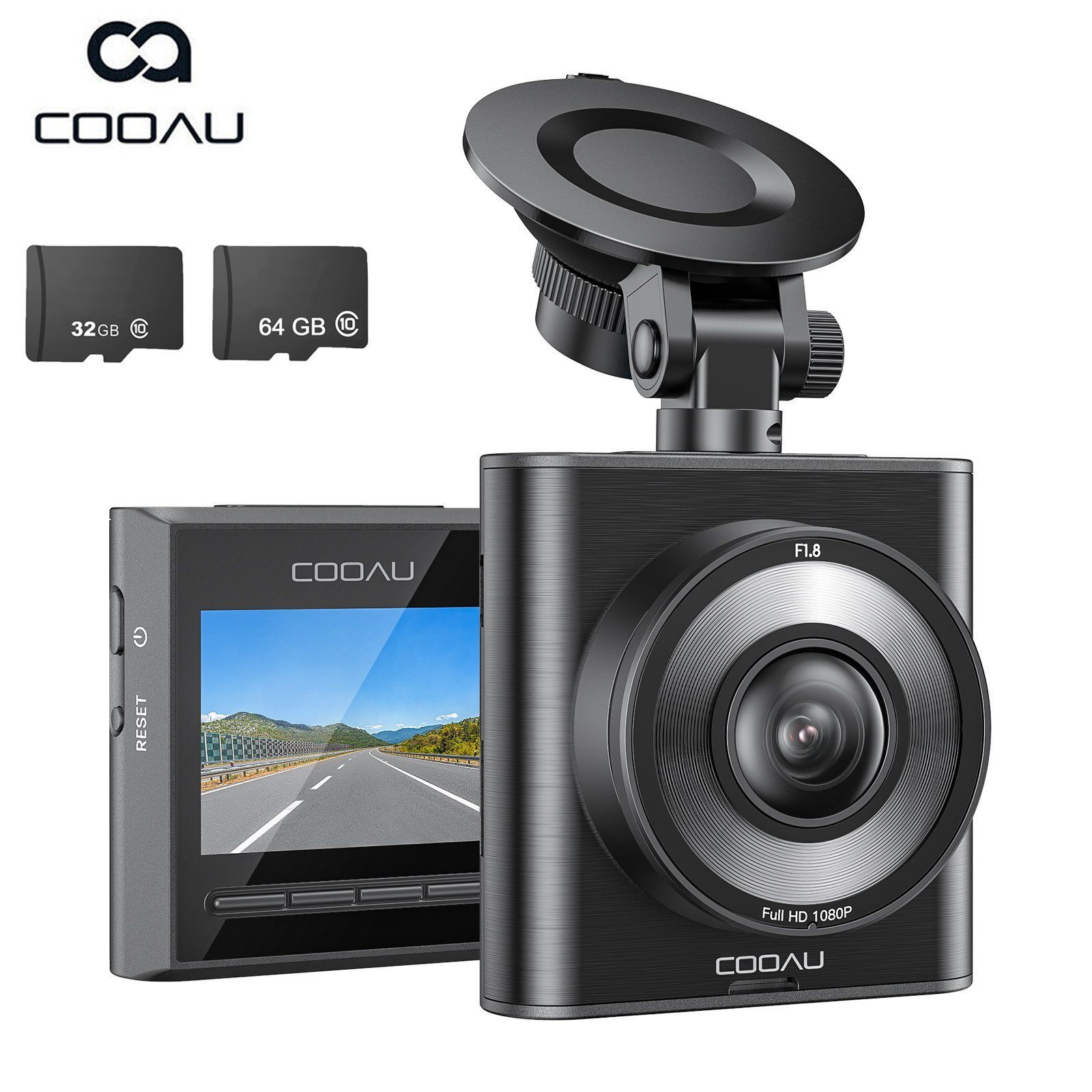 COOAU 1920 x 1080P Nachtsicht Dual Dashcam mit 2