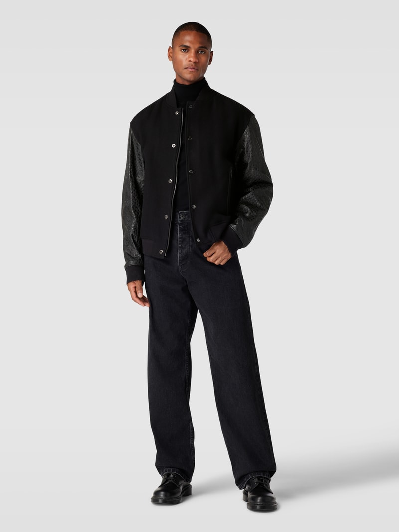 Blouson aus Schurwoll-Mix Modell 'Motiver' in schwarz