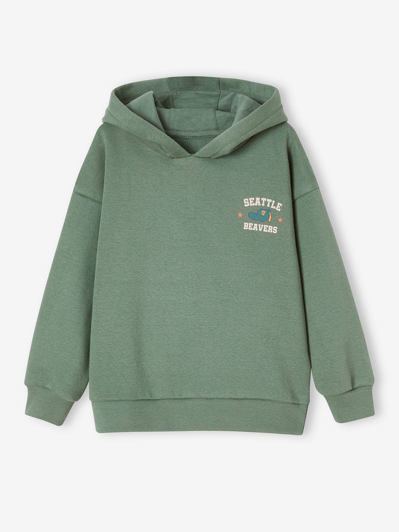 Sweat à capuche grand motif nature au dos garçon bleu nuit