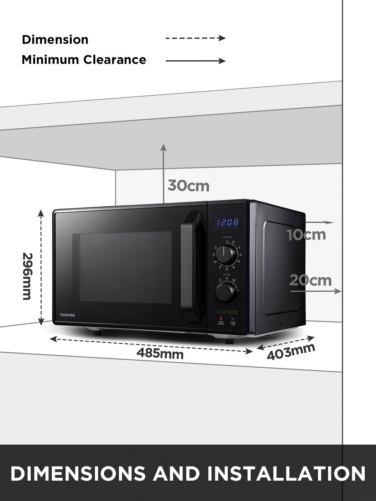 Toshiba Mikrowelle MW2-AG23PF(BK), Grill und Heißluft, Mikrowelle, 23 l