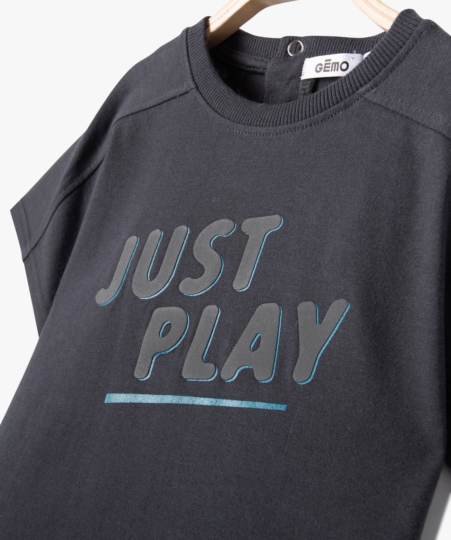 Tee-shirt bébé Garçon à manches courtes coupe loose gris fonce | GEMO