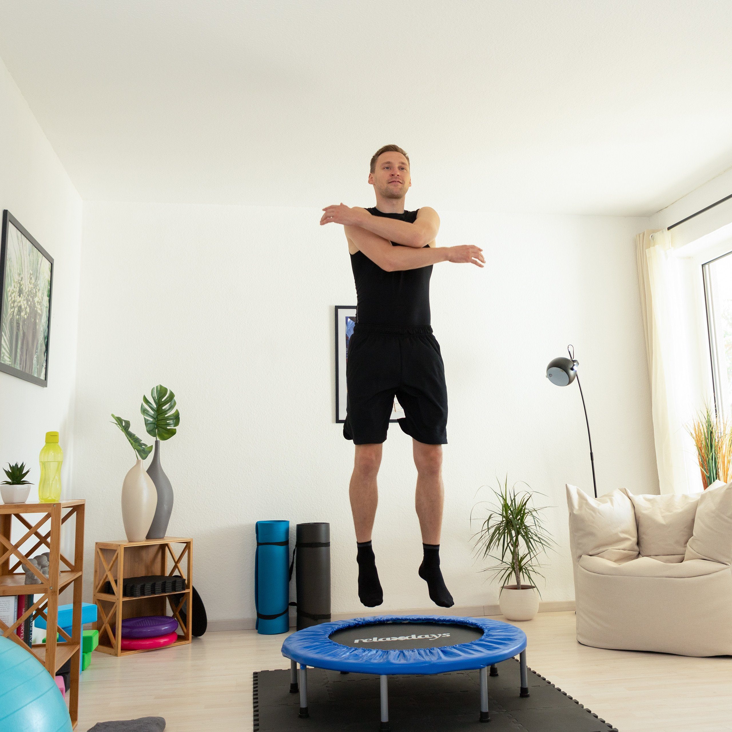 relaxdays Bodentrampolin Trampolin faltbar Indoor