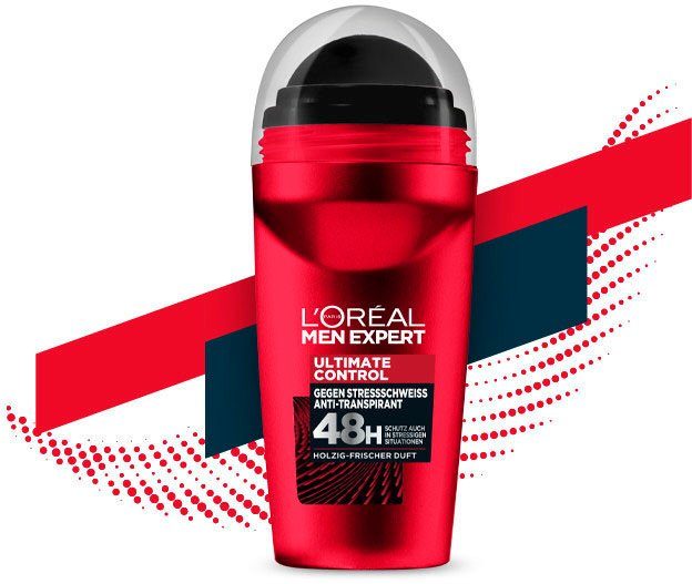 L'ORÉAL PARIS MEN EXPERT Deo-Roller Ultimate Control, schützt gegen verschiedene Schweiß-Arten