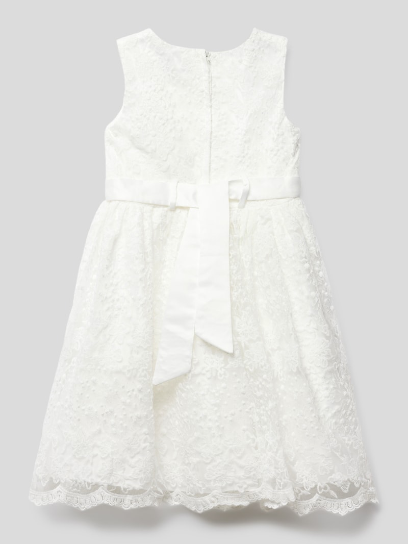 Kleid mit Zierbesatz in ecru