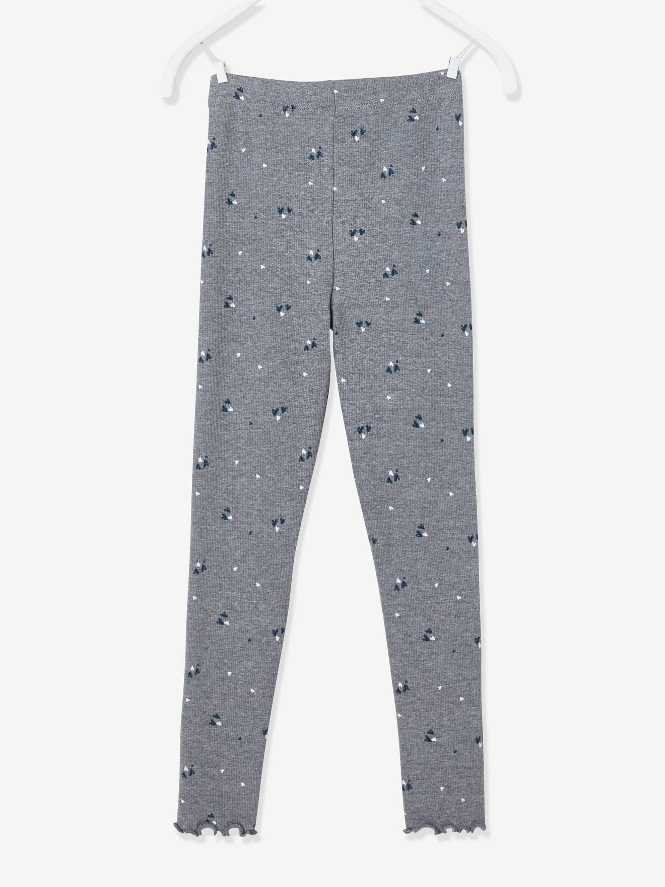 Legging imprimé en maille côtelée fille marine