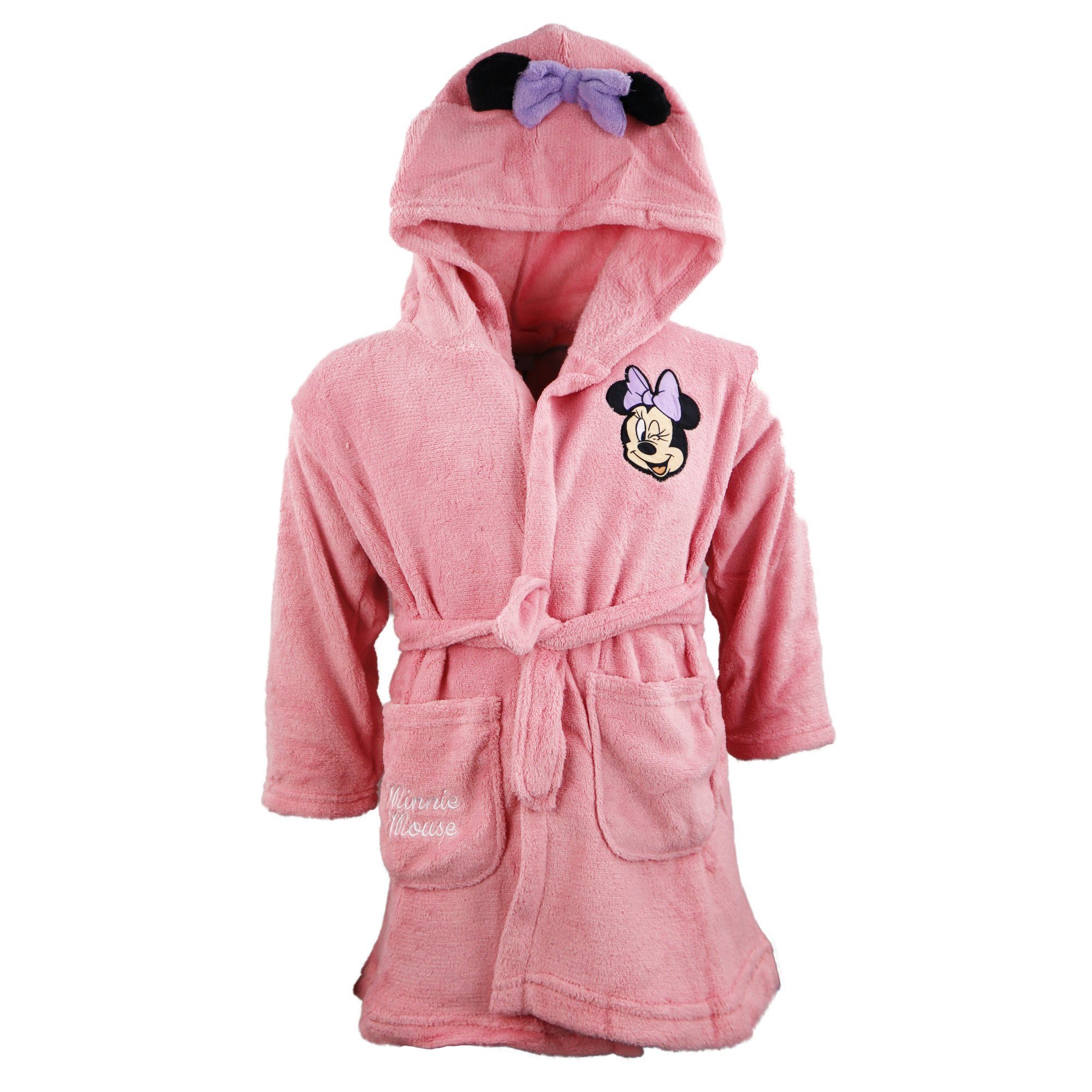Kinderbademantel  Minnie Maus Kinder Mädchen Fleece Bademantel mit Kapuze, Polyester, Gr. 98 bis 128