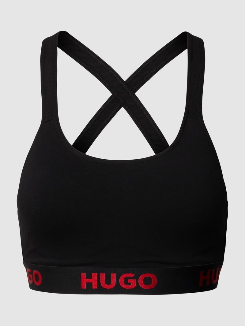 Bustier mit Logo-Bund in schwarz