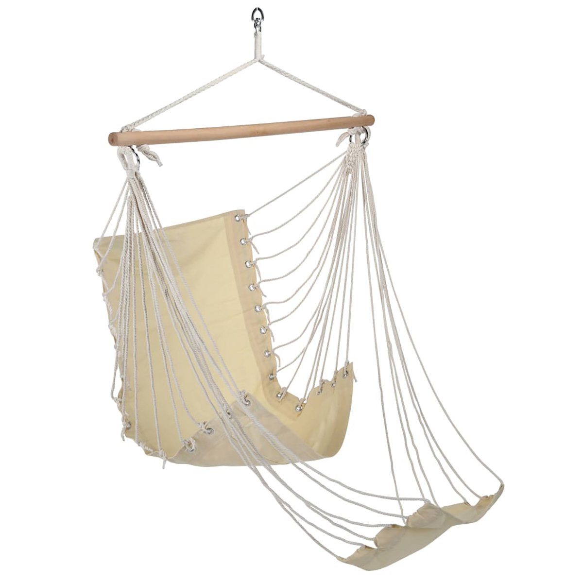 DOTMALL Stuhl Hängesessel mit Fußstütze Beige Baumwollleinen