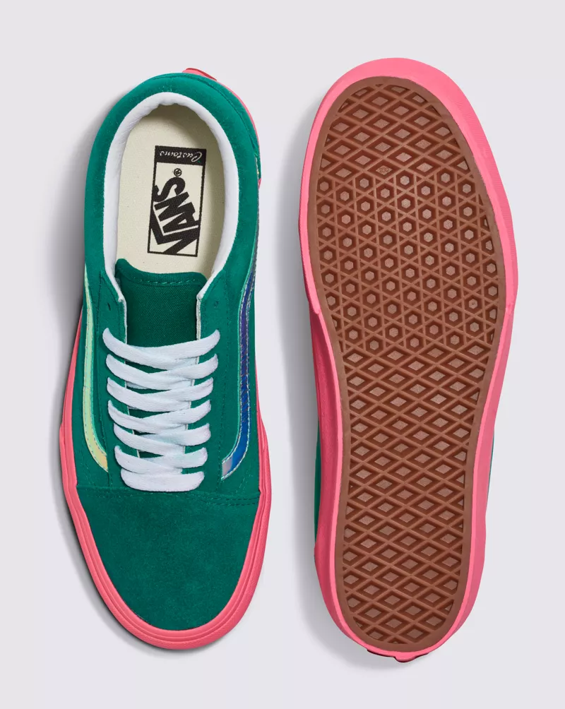 Customs Elevated Ultramarine Green Suede Platform Old Skool Shoe