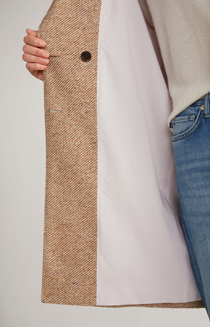 Wool-Mix-Mantel in Braun/Ecru