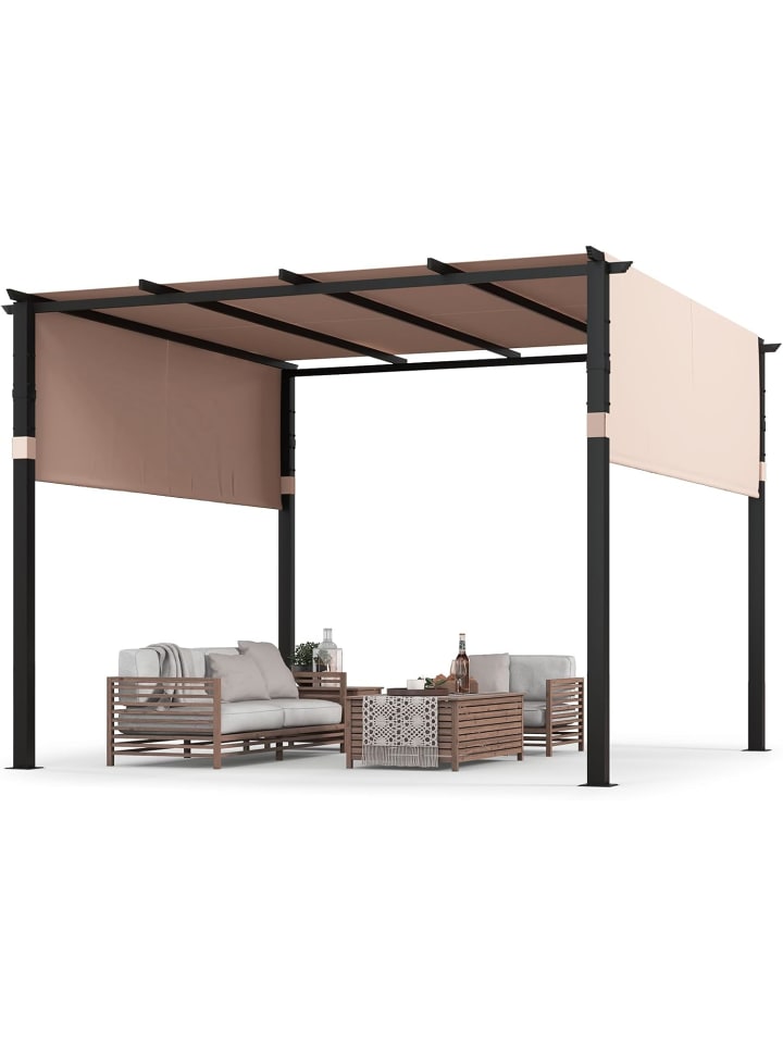 COSTWAY Pergola mit 2 verstellbaren Dächern in Beige günstig kaufen onesize