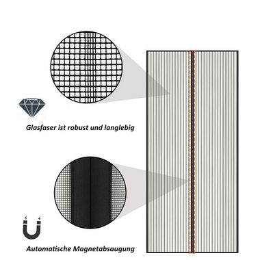 CALIYO Insektenschutz-Tür Magnet Fliegengitter Tür Insektenschutz 100X200cm, Fliegengittertüren Magnetvorhang Balkontür Ohne Bohren