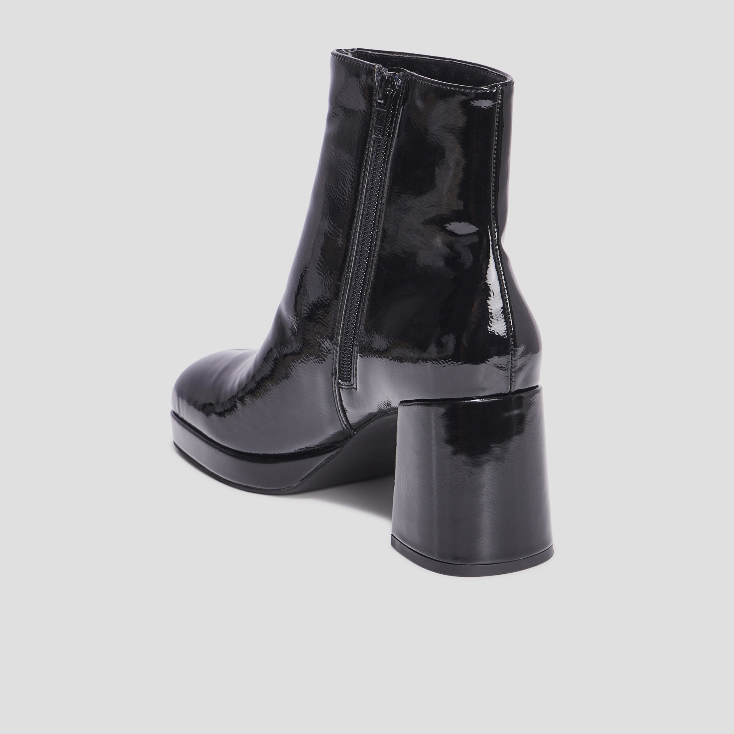 Bottines plateformes vernies à talons noir femme | La Halle