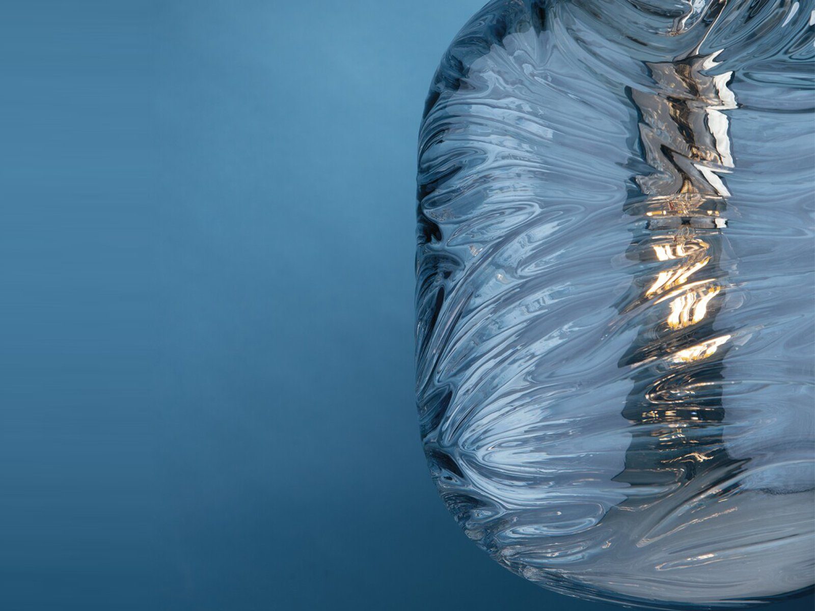 meineWunschleuchte LED Pendelleuchte, Dimmfunktion, LED wechselbar, Warmweiß, Designer Rauch-glas Lampenschirm für über-n Esstisch hängend, Blau