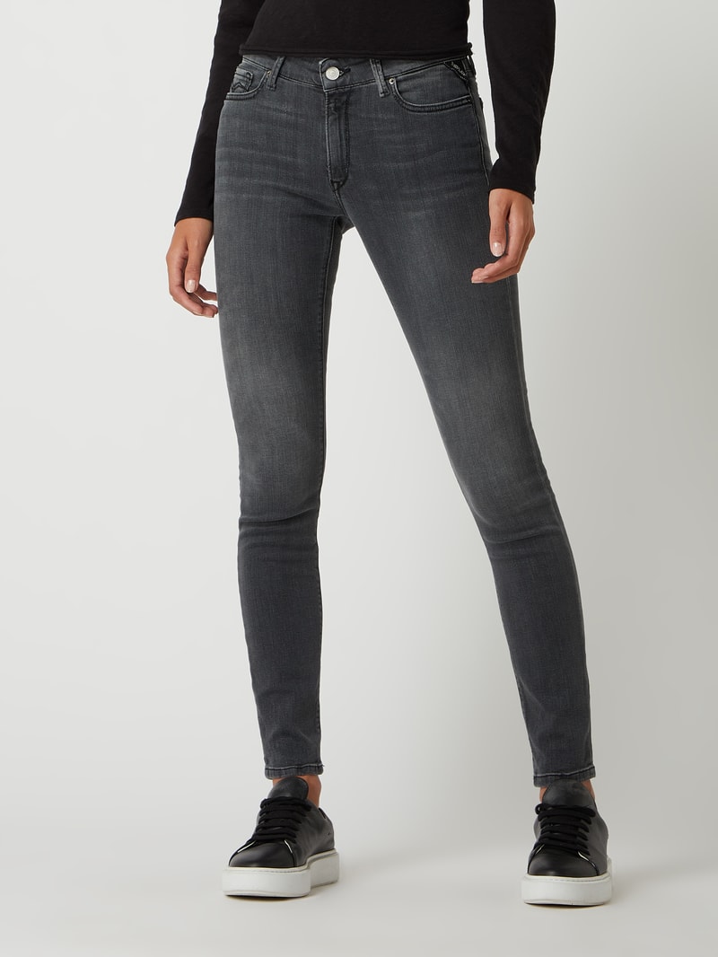 Skinny Fit High Waist Jeans mit Stretch-Anteil Modell 'Luzien' in anthrazit