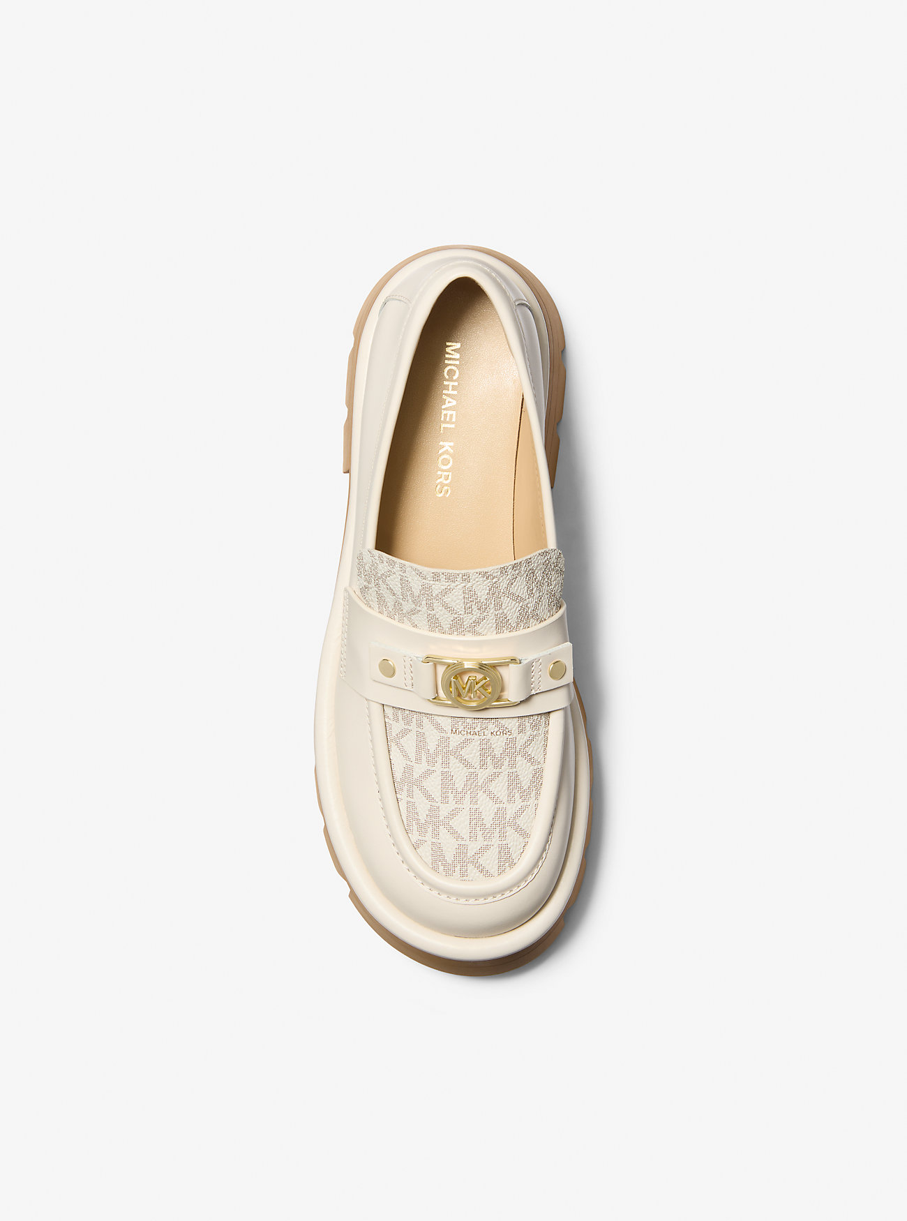 Mandy Leather and Signature Logo Platform Loafer - VANILLA COMBO