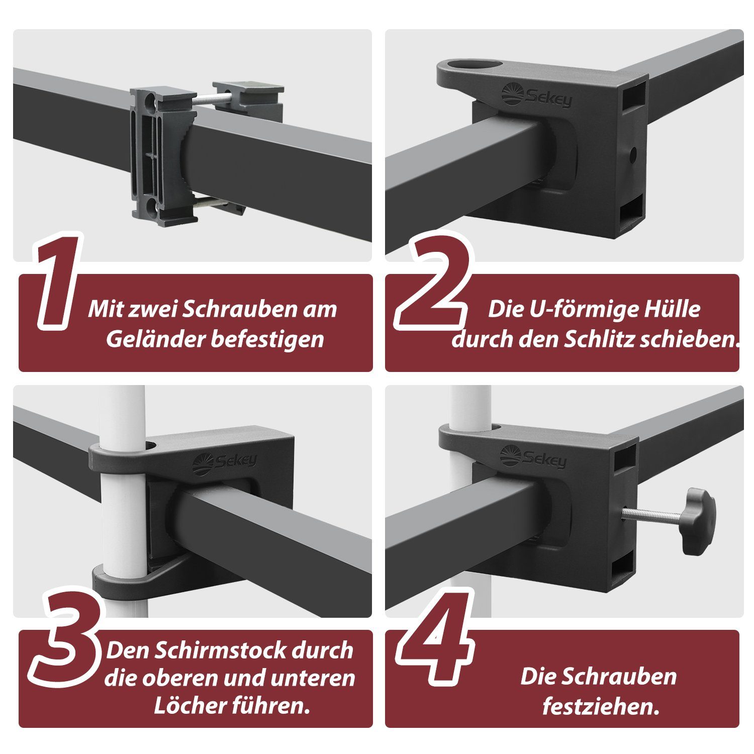 Sekey Balkonklammer Schirmhalter Sonnenschirmhalter Balkongeländer Halterung Sonnenschirme