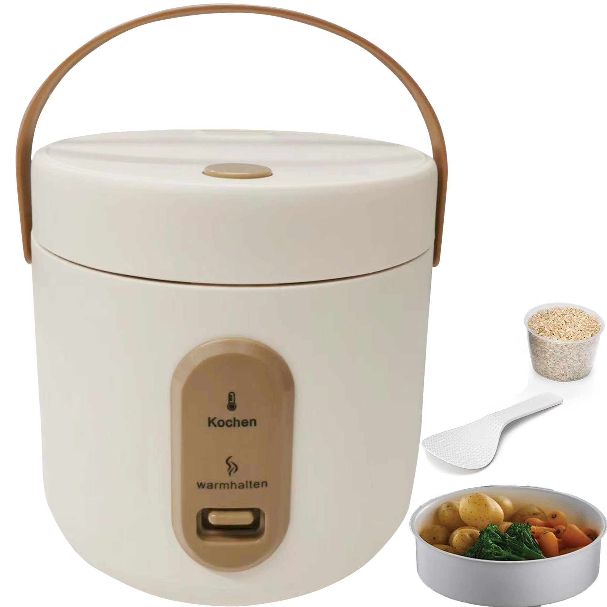 Mutoy Multikocher 2L Reiskocher mit Dampfgarfunktion Dampfgarfunktion,Warmhaltefunktion, perfekt für 1-4 Personen zum Kochen von Reis,Fleisch,Nudeln oder Suppe