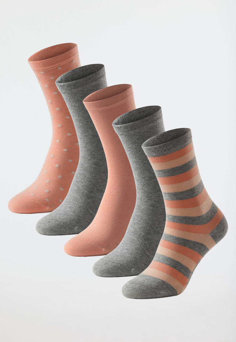 Damensocken 5er-Pack stay fresh uni/gemustert mehfarbig - Bluebird