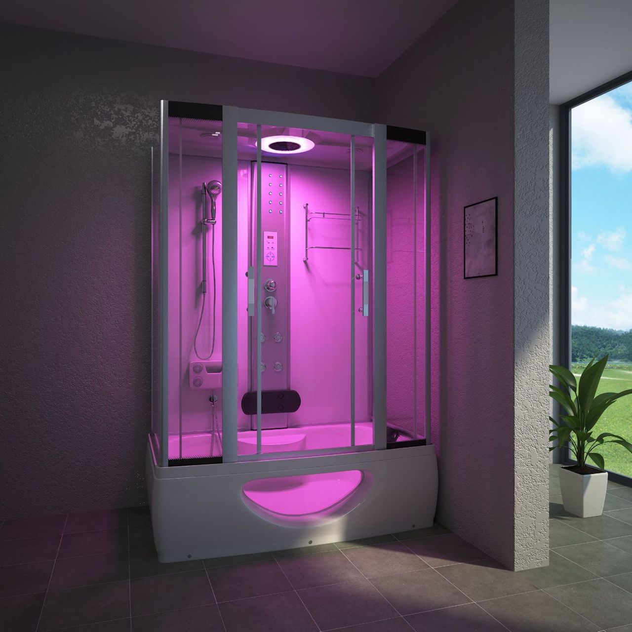 TroniTechnik Komplettdusche Duschtempel Badewanne Wanne Duschkabine Dusche TINOS 135x80
