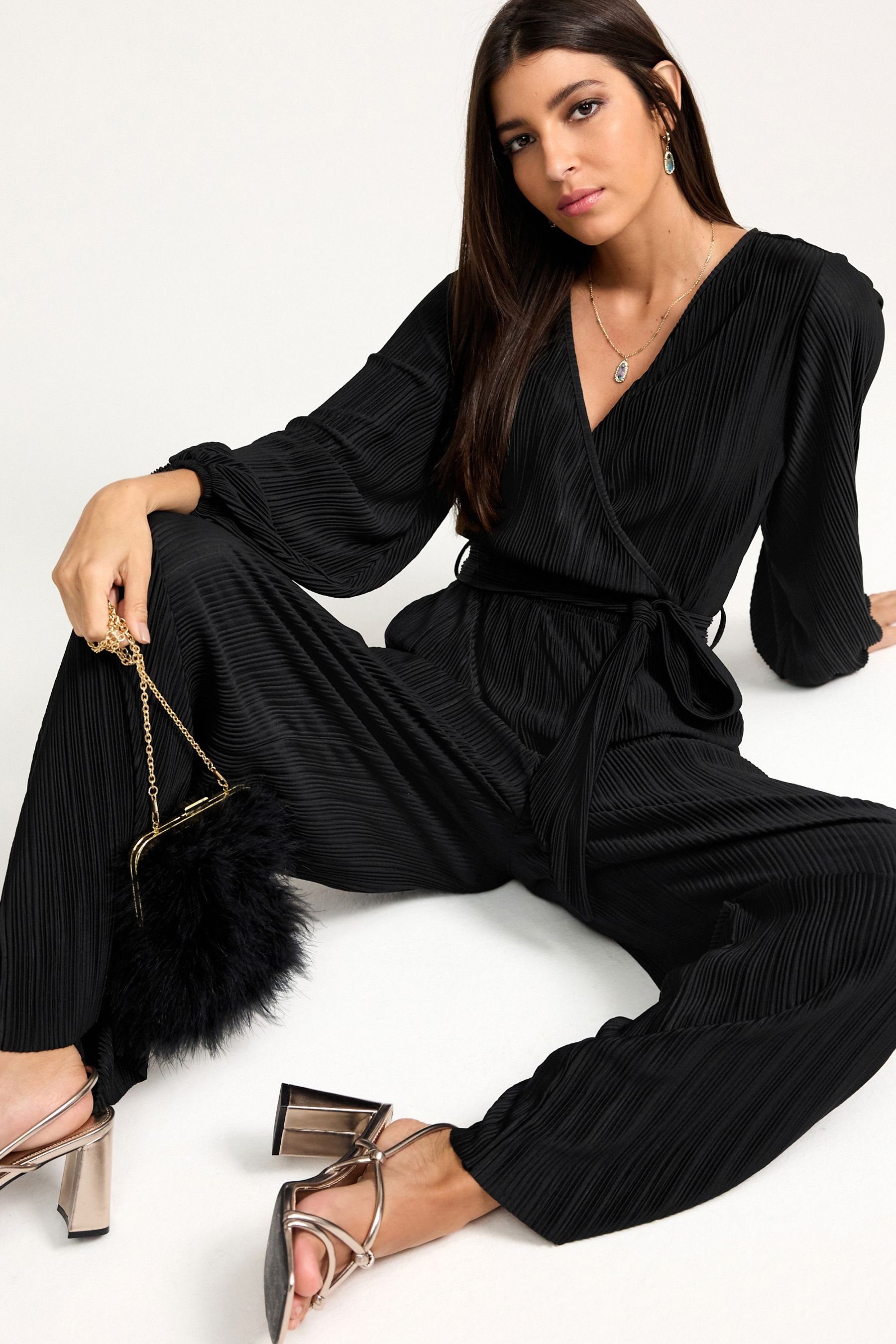 Next Jumpsuit Plissierter Overall mit langen Ärmeln (1-tlg)