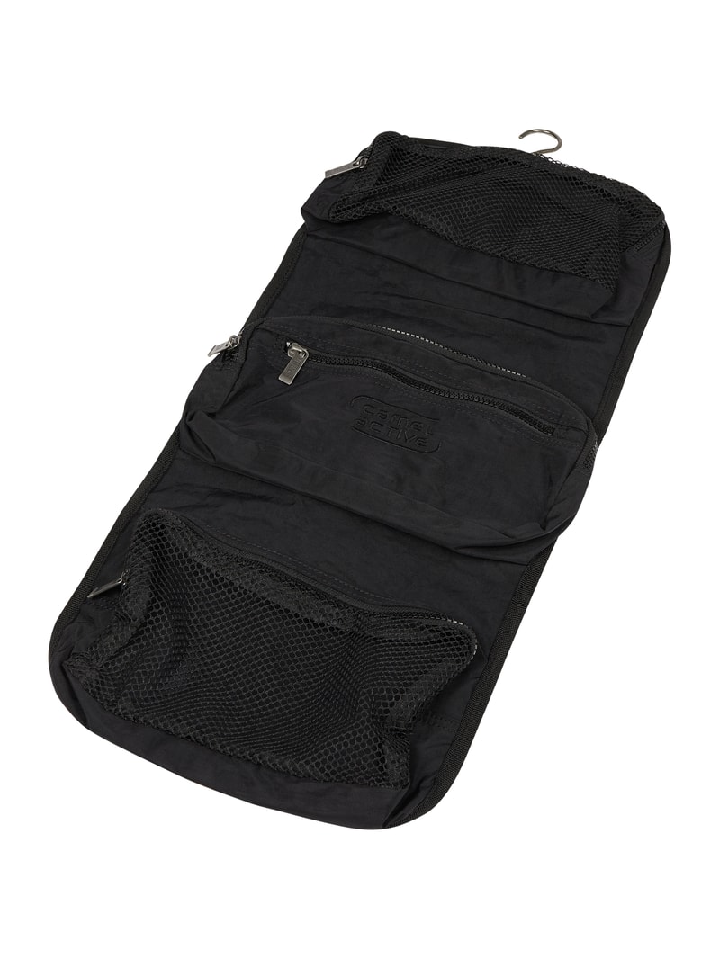 Kulturtasche mit Logo-Stickerei in schwarz