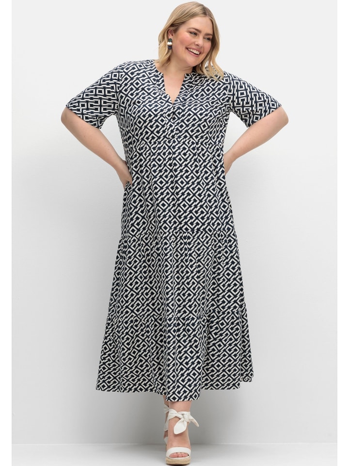 sheego Maxikleid in offwhite gemustert günstig kaufen