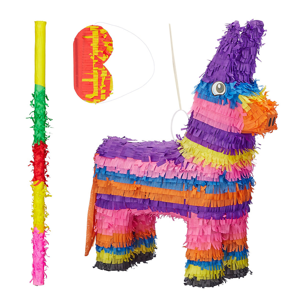 3-teiliges Pinata Set Esel