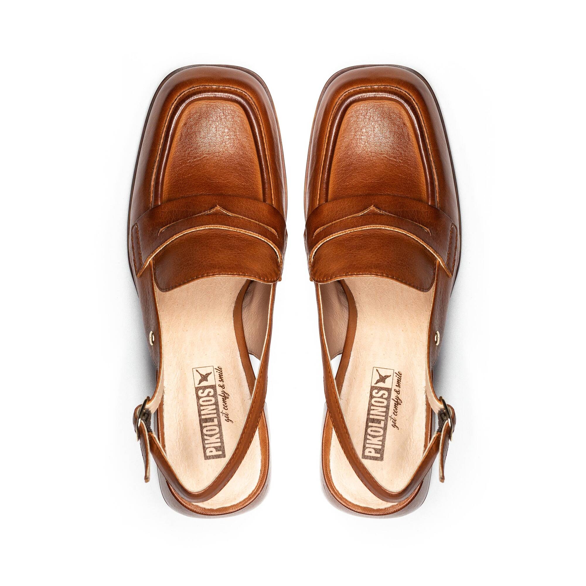 Eleganckie damskie mokasyny Pikolinos - BRANDY