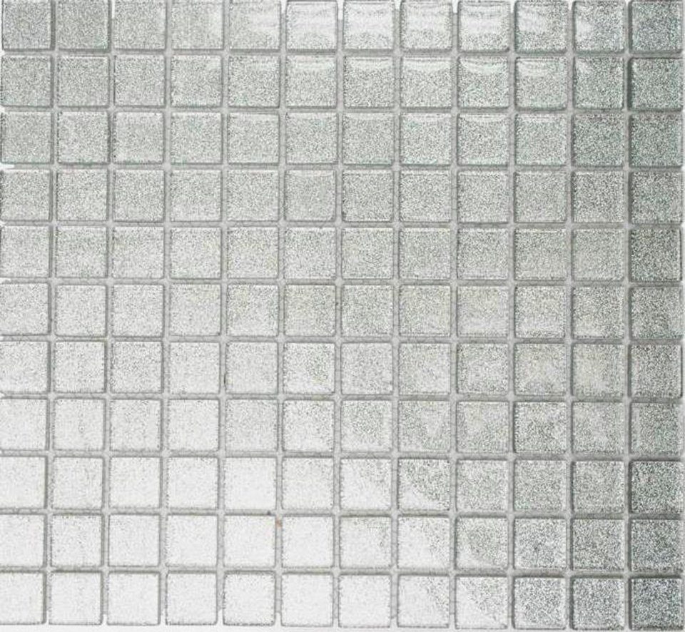 Mosani Mosaikfliesen Glasmosaik Crystal Mosaikfliesen silber glänzend / 10 Matten