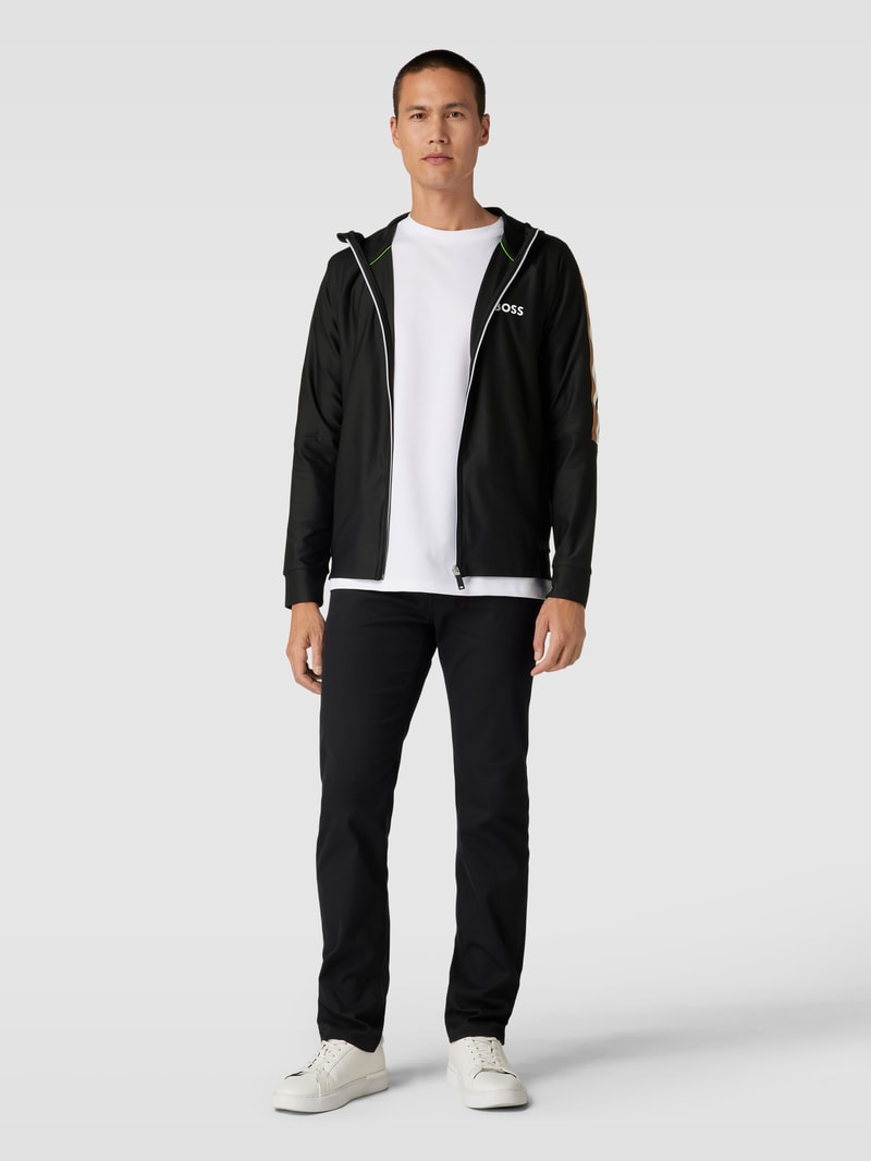 Sweatjacke mit Label-Print Modell 'Sicon' in schwarz