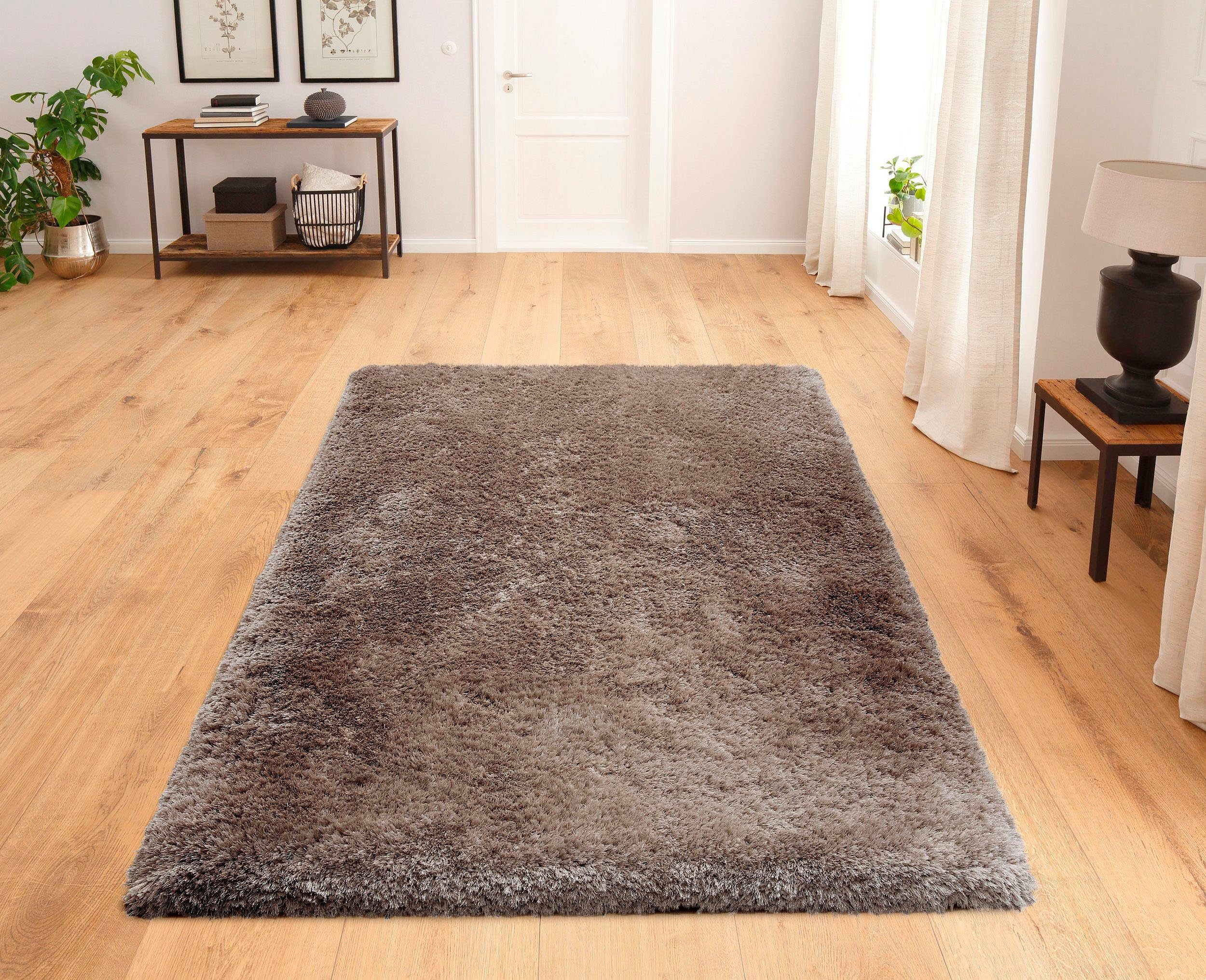 Hochflor-Teppich Lasse, Mikrofaser Teppich, Leonique, rechteckig, Höhe: 76 mm, Shaggy-Look, meliertes Garn, Wohnzimmer, Schlafzimmer, Kinderzimmer