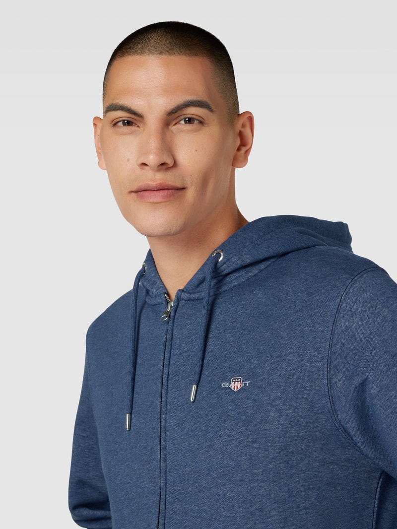 Sweatjacke mit Kapuze in jeans meliert