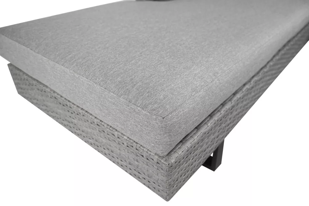 Never Indoor Rattan Sitzgarnitur 12 tlg. Eckloungeset mit Tischablage & Polsterkissen grau