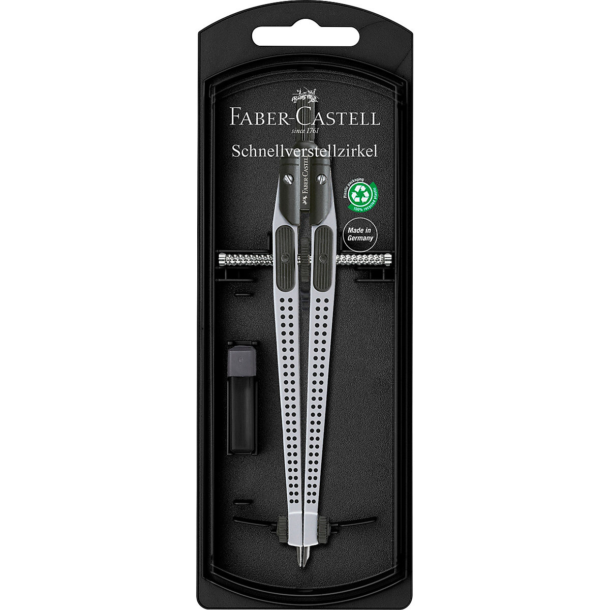 Schnellverstellzirkel GRIP, silber, inkl. Ersatzteilen & Minen