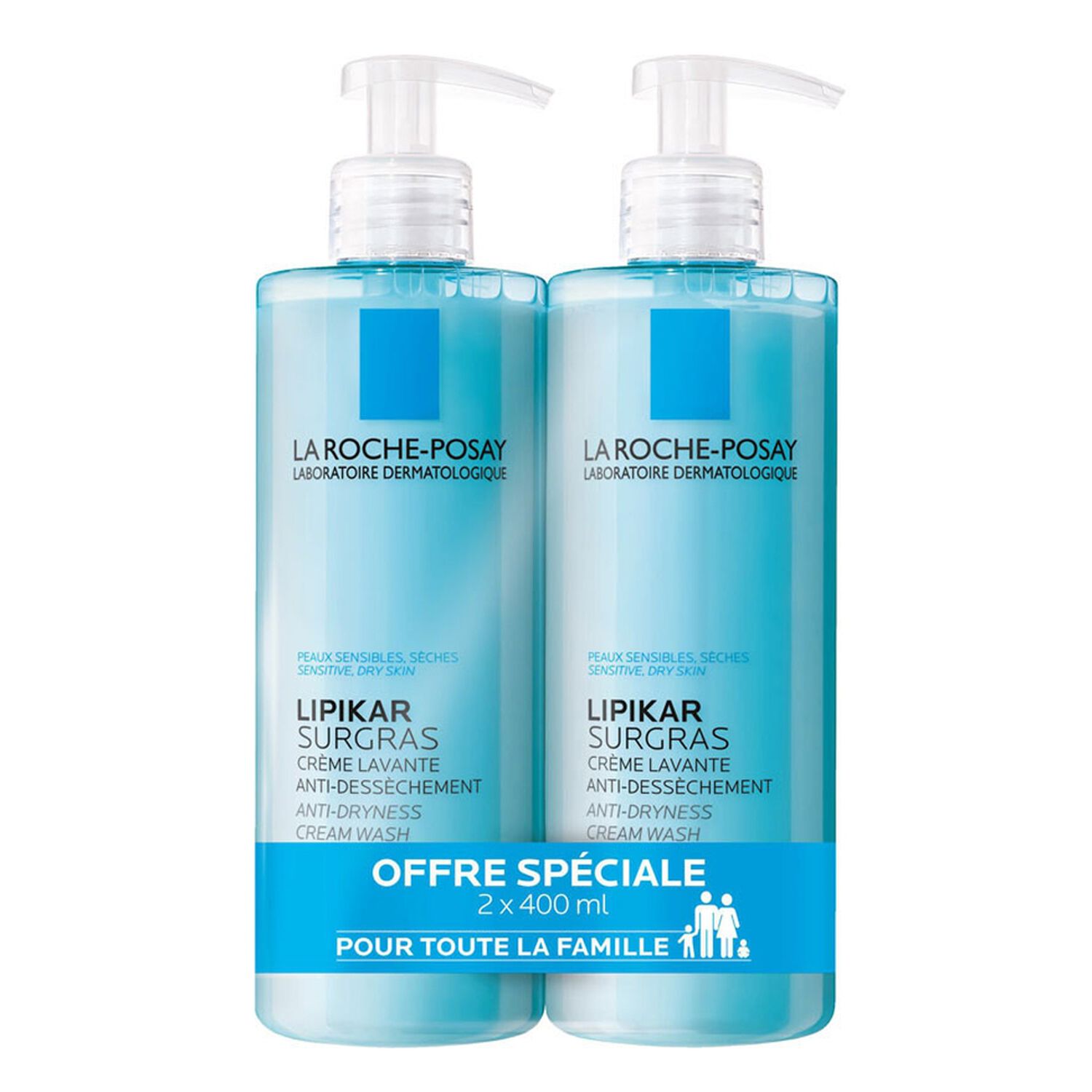 la roche-posay Lipikar Surgras Crème Lavante Anti-Dessèchement 2x400 ml