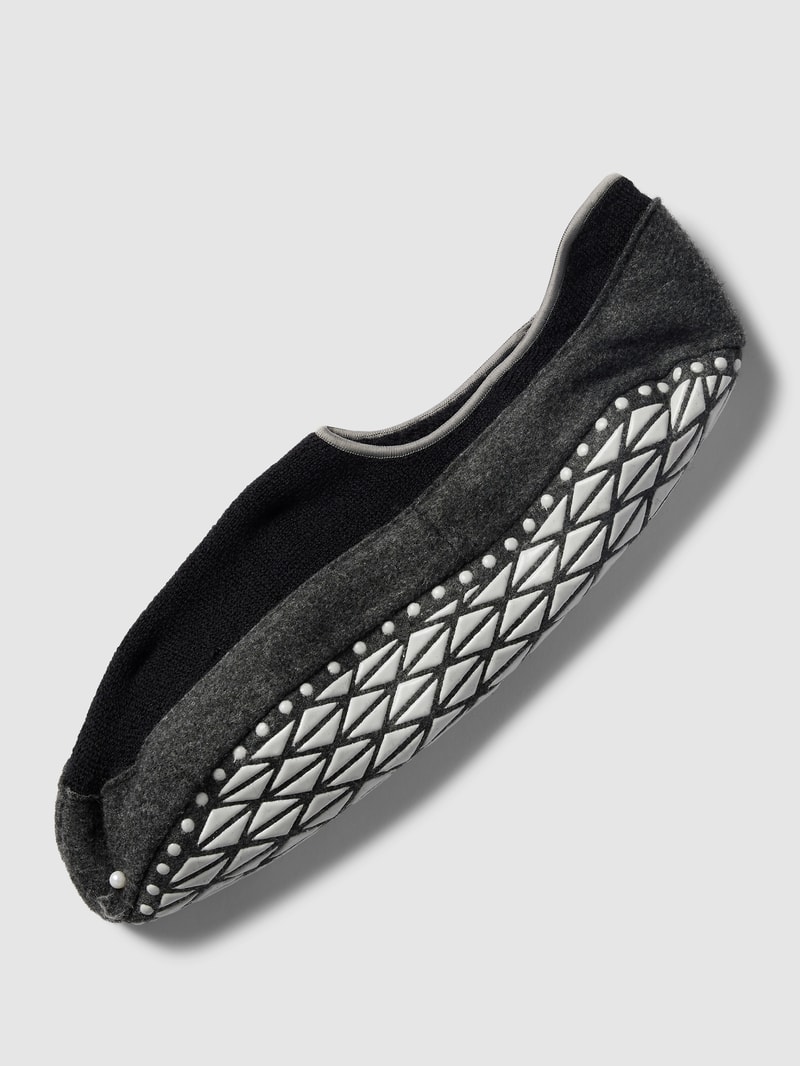 Hausschuhe aus Schurwoll-Mix mit Logo-Detail Modell 'COSYSHOE' in schwarz