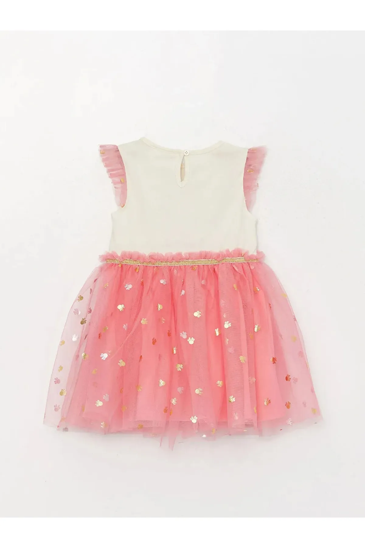 LC Waikiki  Kurzärmliges, mit Minnie Mouse bedrucktes Babymädchenkleid mit Rundhalsausschnitt und Krone im 2er-Set