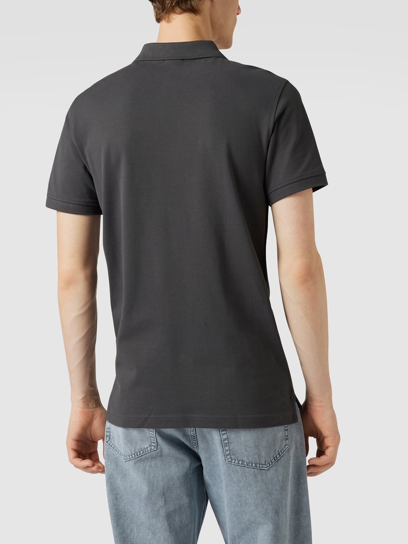 Poloshirt mit Brand-Stitching in dunkelgrau