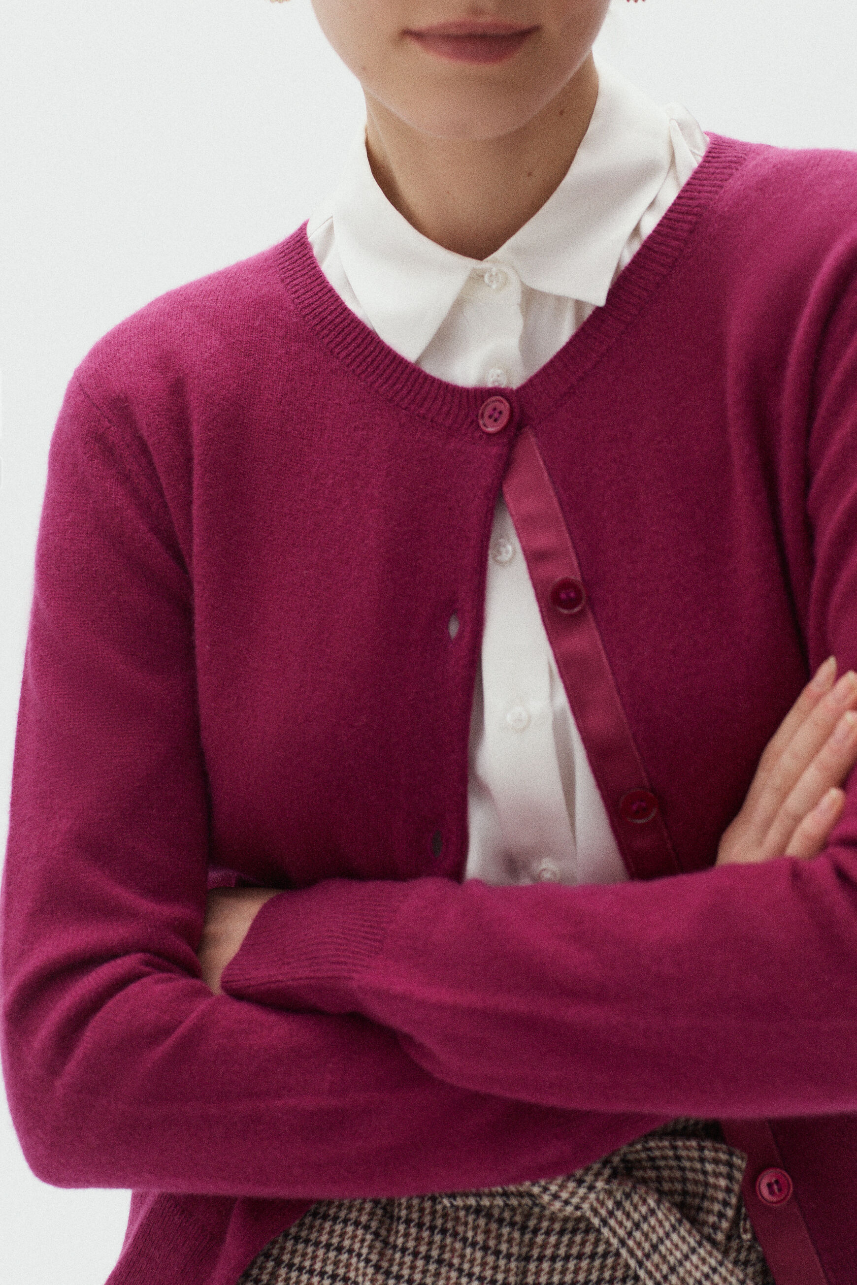 gilet caroline 100% cachemire rose cerise femme