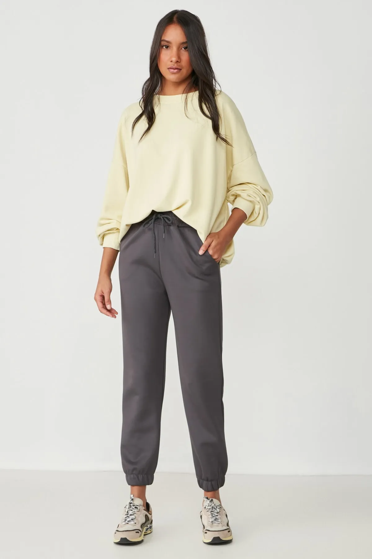 C&City  Basic Jogger-Jogginghose 802 geräuchert
