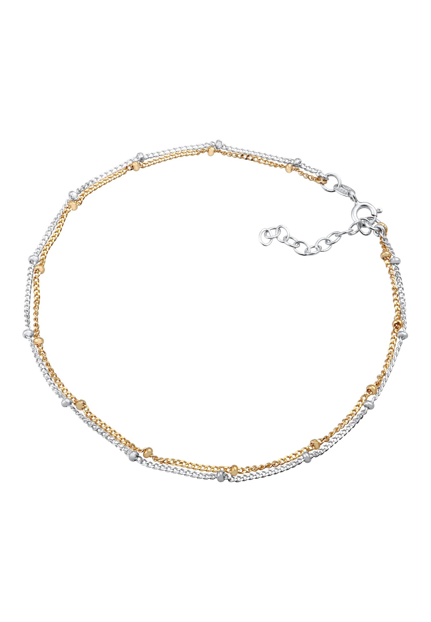 Cadena de bolas bicolor Elli para mujer, estilo básico minimalista de verano para la playa, en plata de ley 925 chapada en oro.